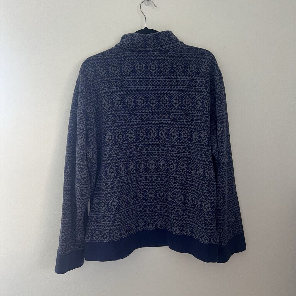 Lands End Mens 1/4 Zip Sweater Blue Fair Isle Print Sz XL - Picture 9 of 12
